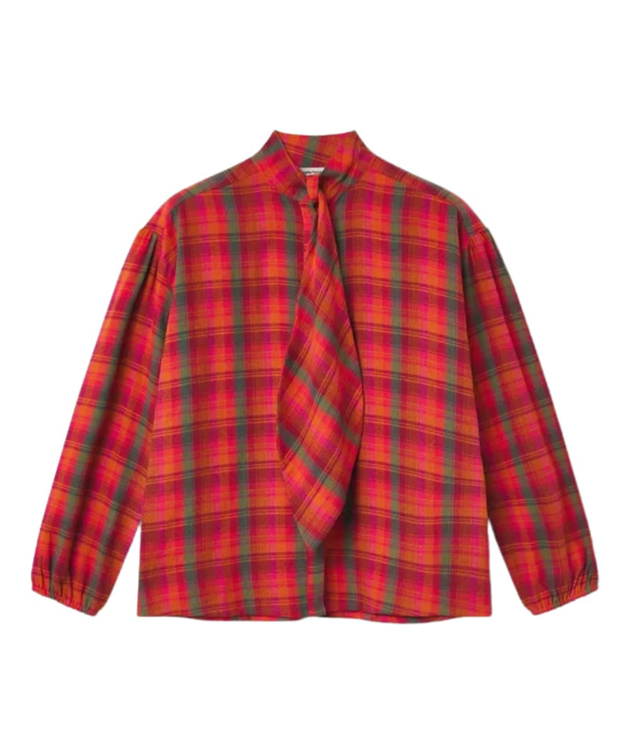 Chemise col lavallière en coton et à motif à carreaux de la marque Compania Fantastica
