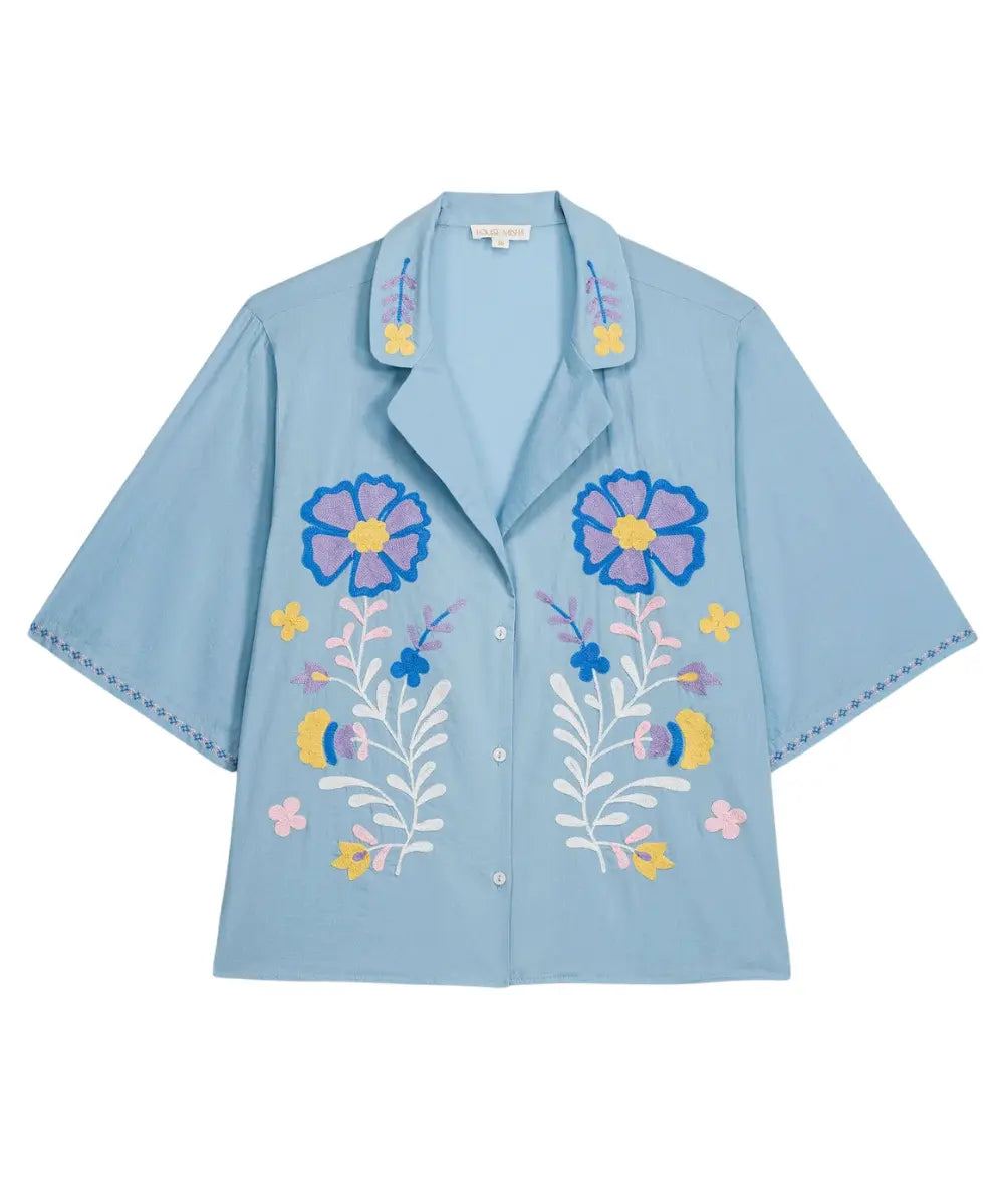 Chemise brodée Emilius de la marque Louise Misha sur fond blanc