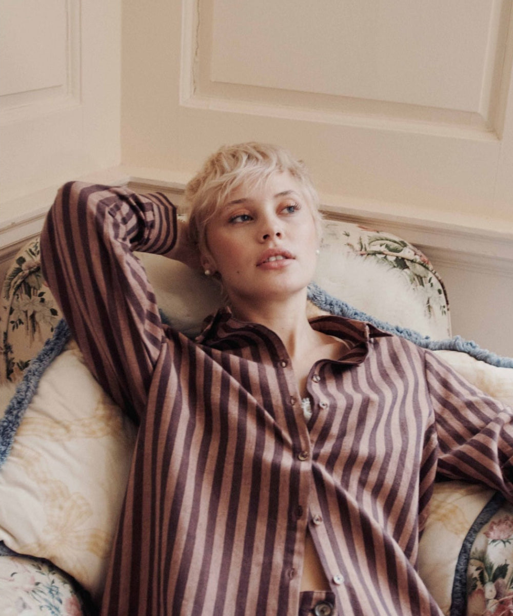 Chemise Rayée Khadi Violine de la marque Emile et Ida