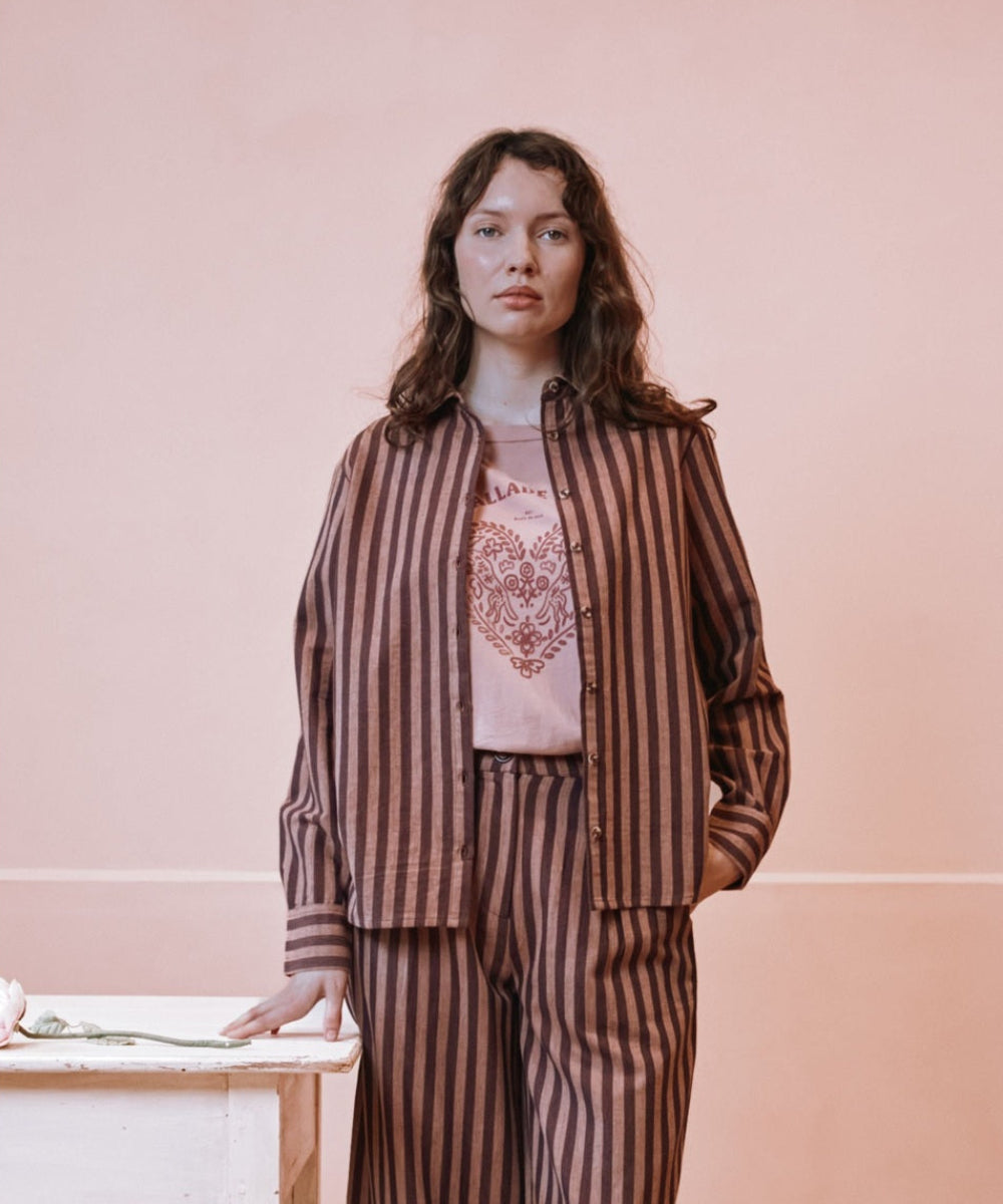 Chemise Rayée Khadi Violine de la marque Emile et Ida