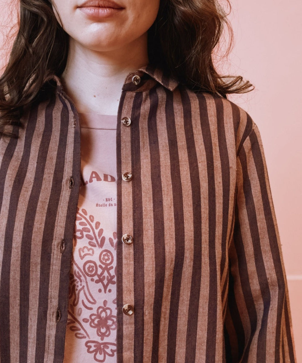 Chemise Rayée Khadi Violine de la marque Emile et Ida