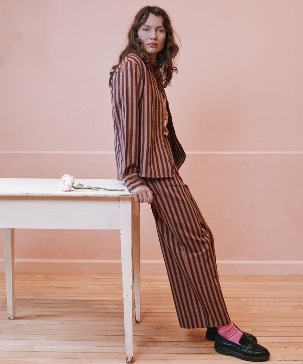 Chemise Rayée Khadi Violine de la marque Emile et Ida