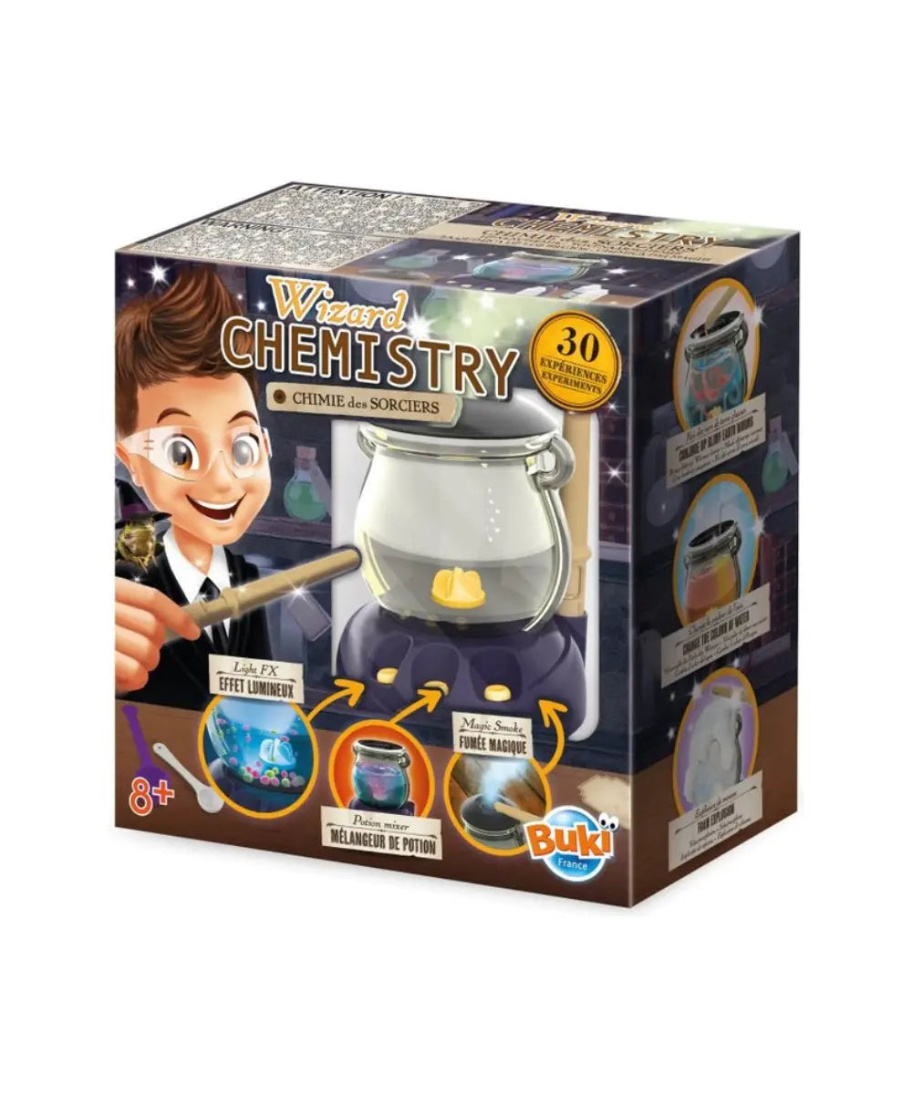 Coffret Chimie des sorciers Buki vu de face sur fond blanc