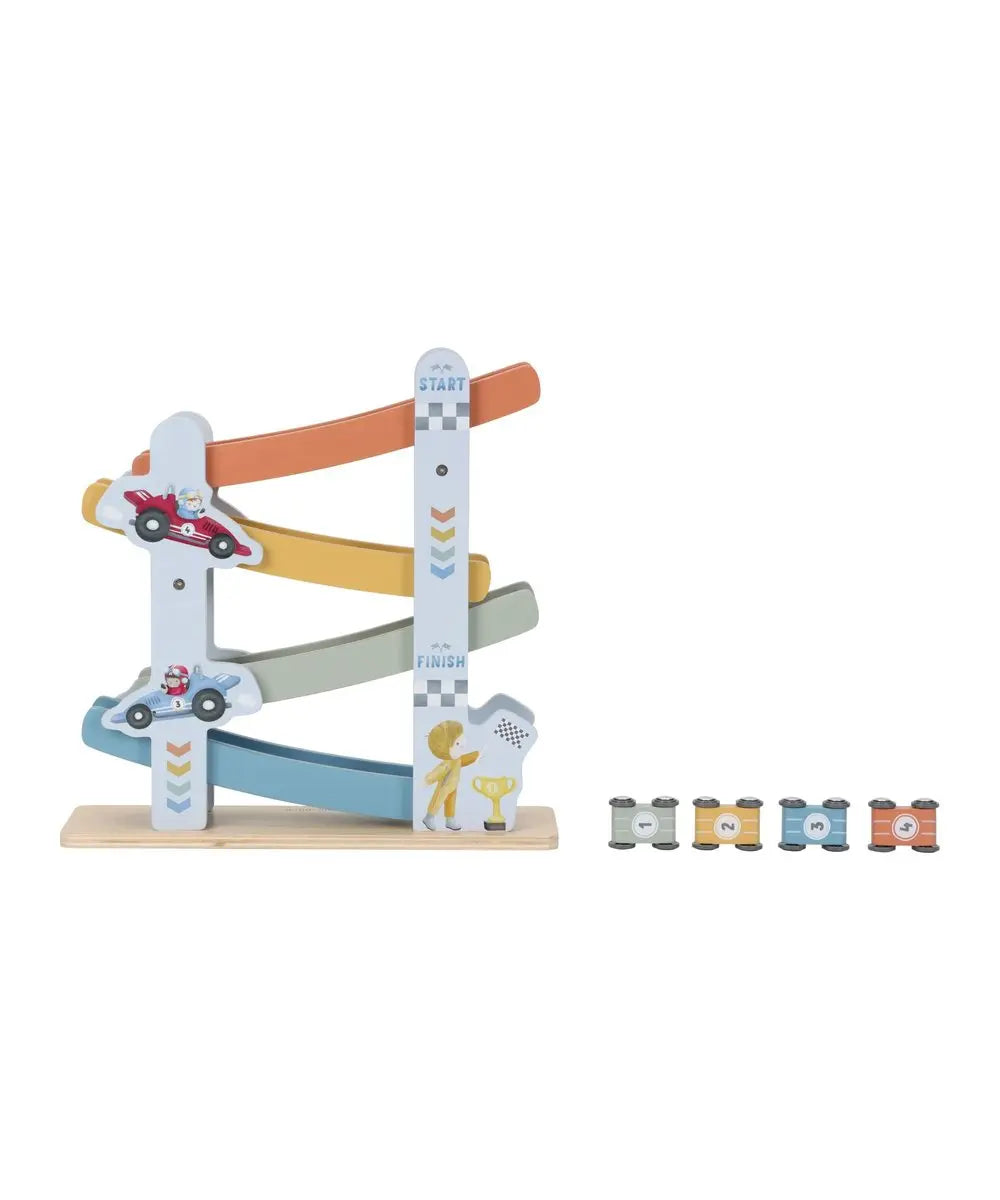 Circuit de voiture en bois - Bleu Little Dutch détail produit sur fond blanc