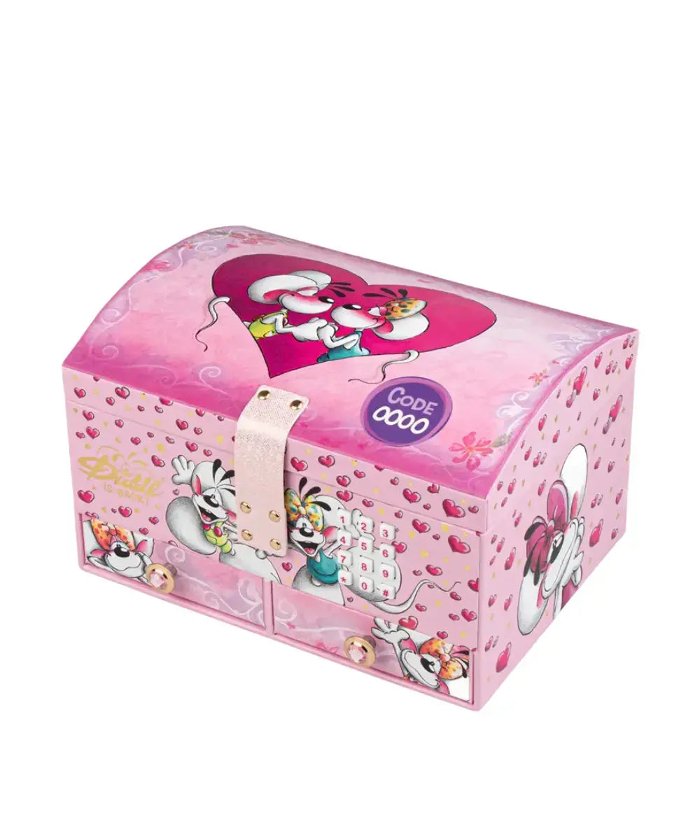 Coffret à bijoux avec Digicode Diddl sur un fond blanc