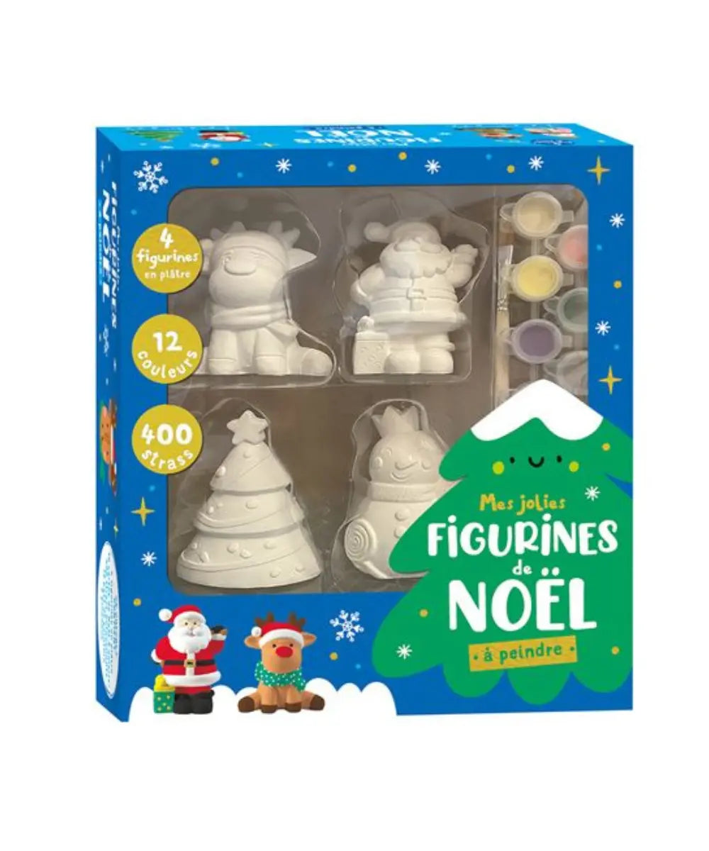 Coffret pour enfant de figurines de Noël à peindre.