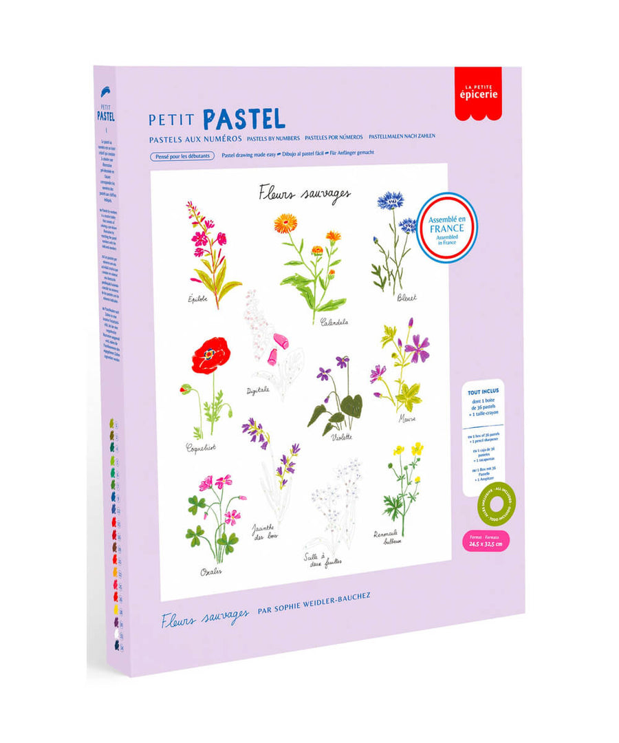 Coffret pastel au numéro Fleurs Sauvages de la marque La Petite Épicerie, sur fond blanc