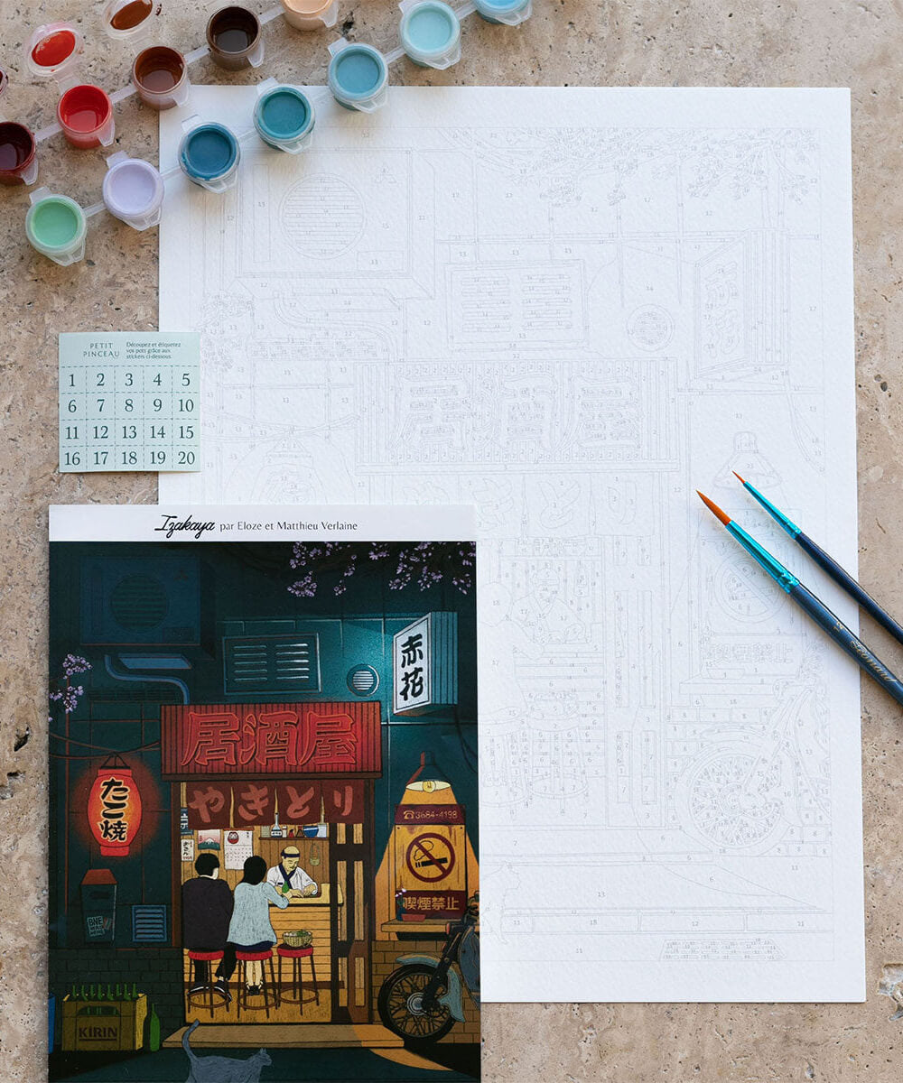Coffret peinture au numéro Izakaya de la marque La Petite Épicerie, en mise en scène