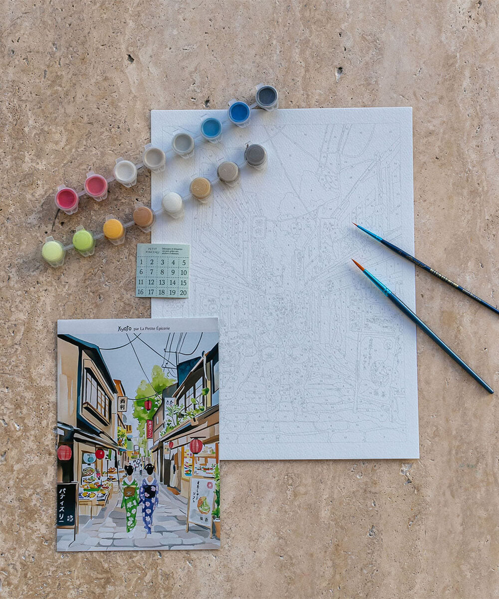 Coffret peinture au numéro Kyoto de la marque La Petite Épicerie, en mise en scène