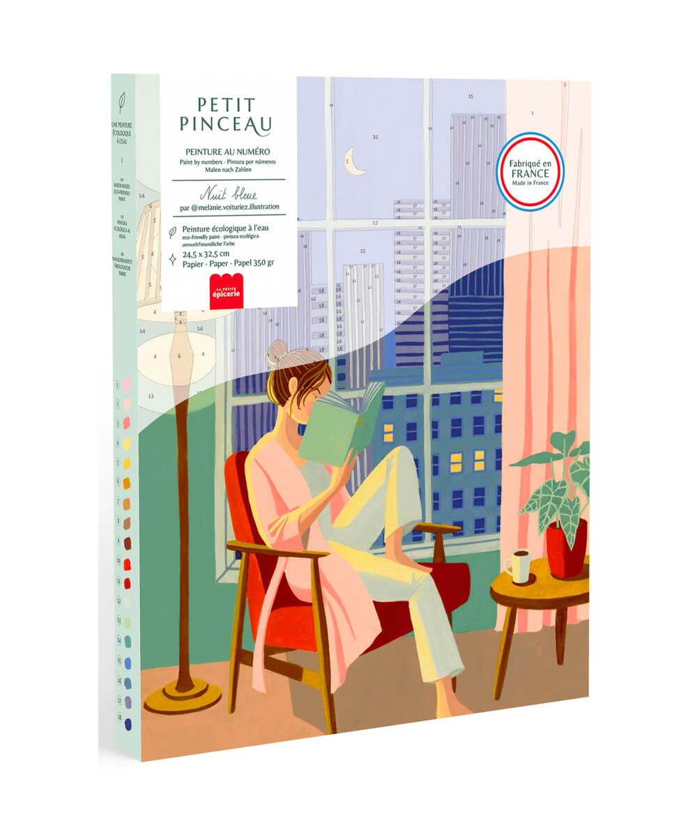 Coffret peinture au numéro Nuit Bleue de la marque La Petite Épicerie, sur fond blanc