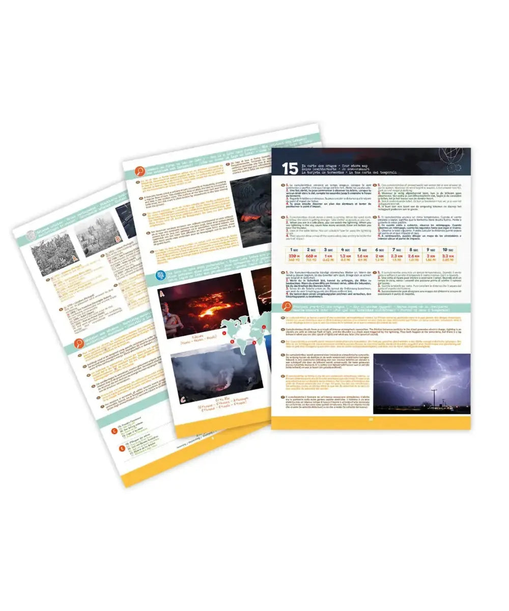 Vue des différentes notices expliquant les expériences scientifiques