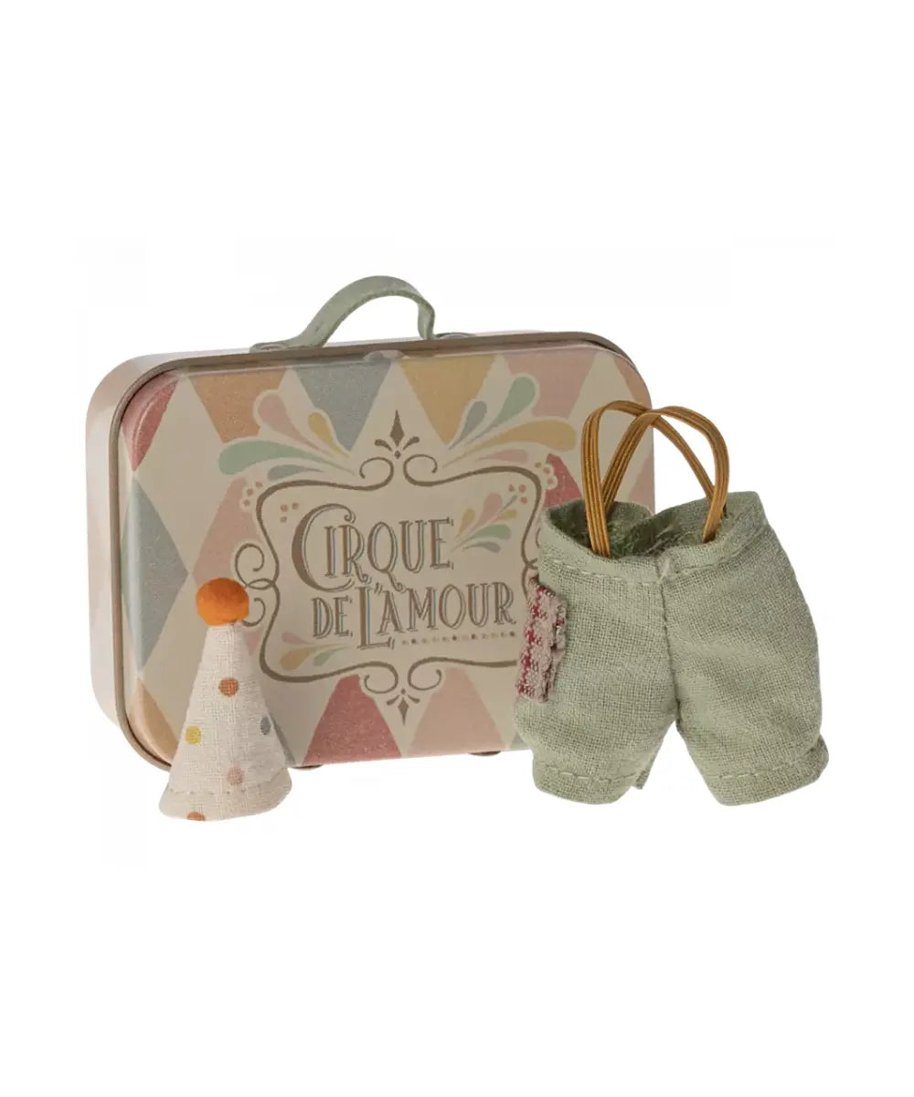 Costume de Clown pour souris avec sa valisette de la marque Maileg