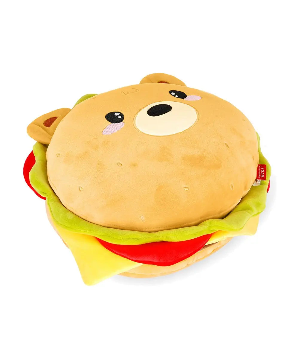 Vue détaillée de Coussin Hamburger - Super Soft! de Legami sur fond clair