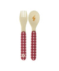 Couverts pour enfants en mélamine Héros Rose de la marque Rice sur fond blanc
