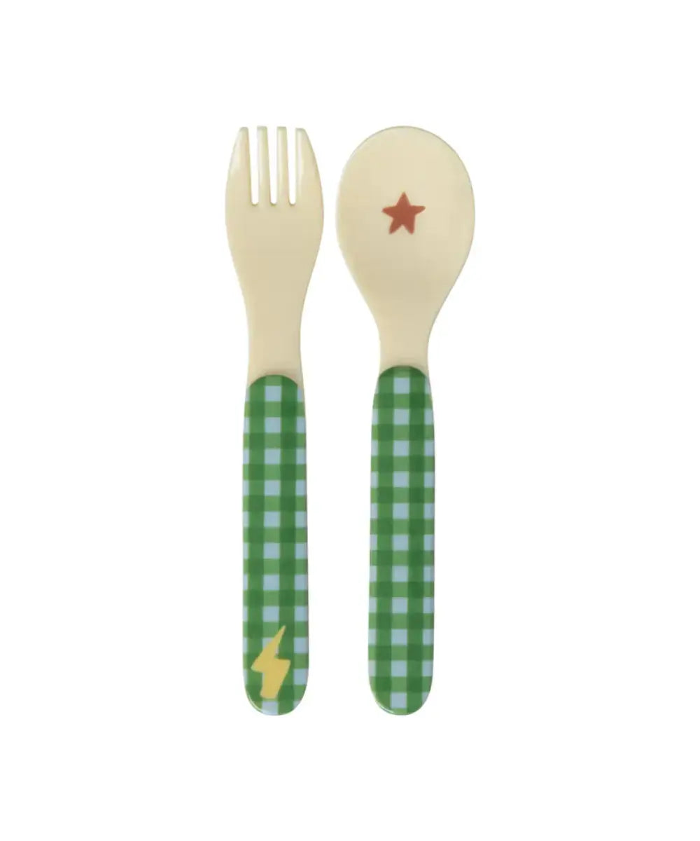Couverts pour enfant en mélamine Héros vert de la marque Rice