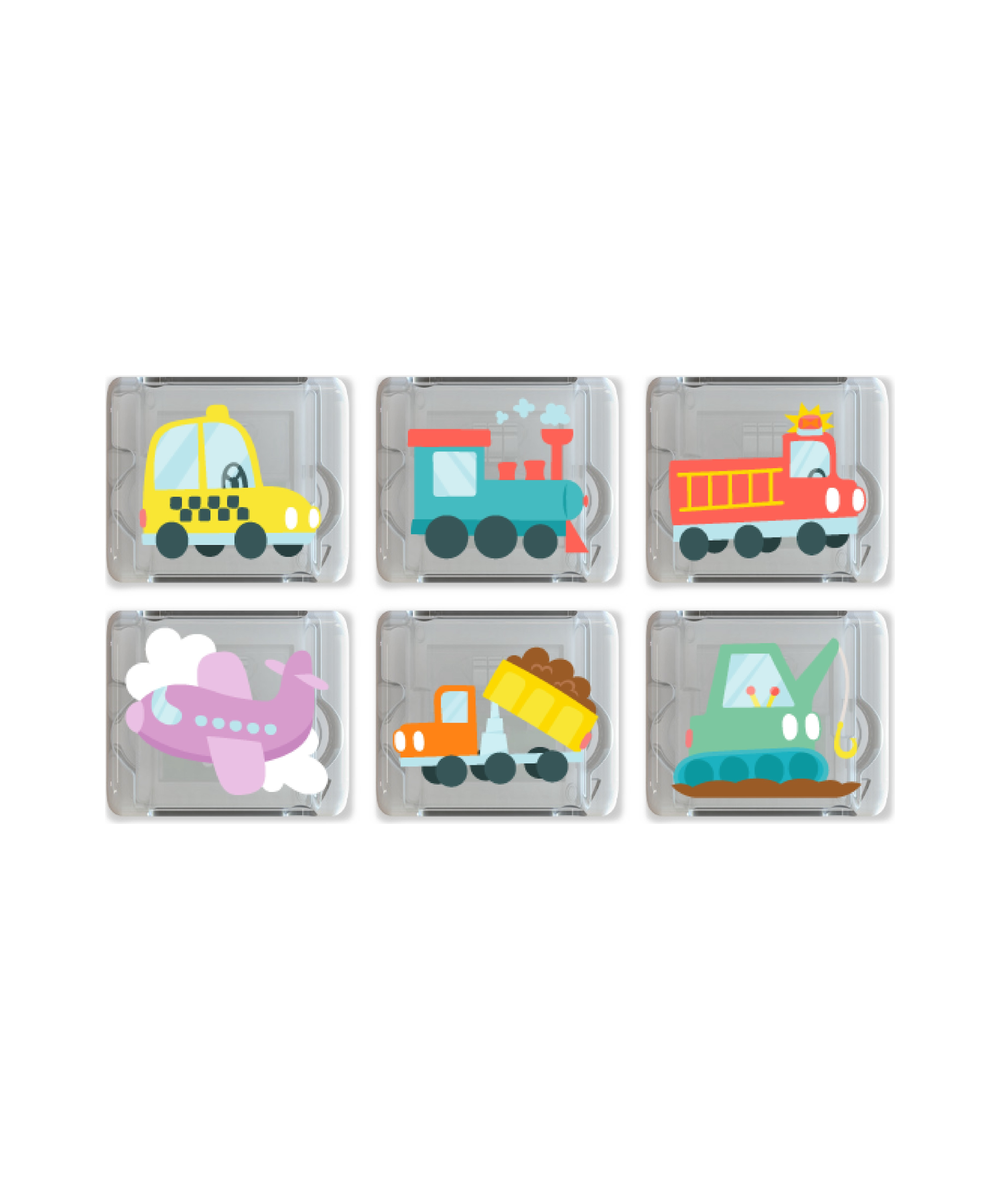 Lot de six cubes lumineux de bain Véhicules Glo Pals