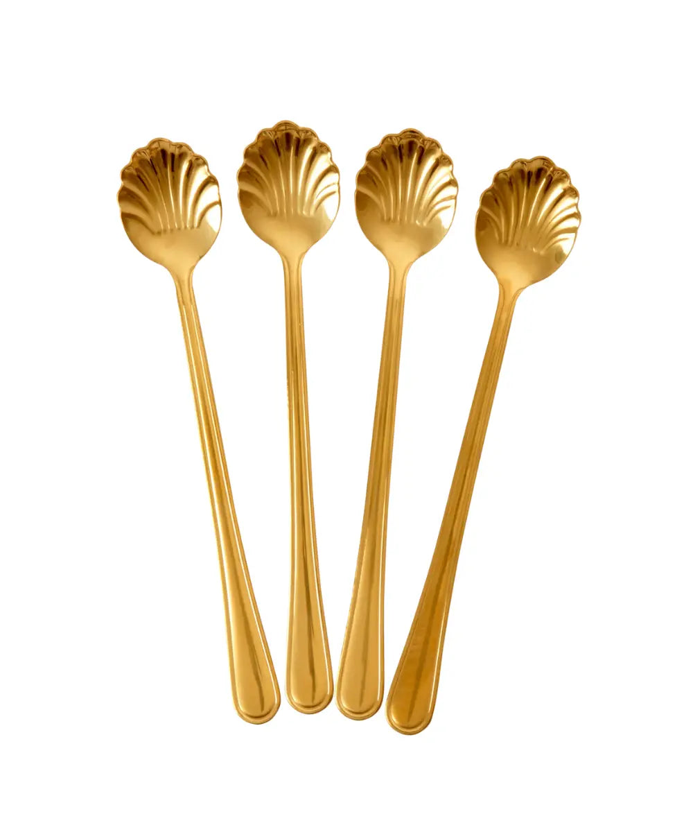 Set de cuillères à latte Coquillage en inox de la marque Rice sur fond blanc