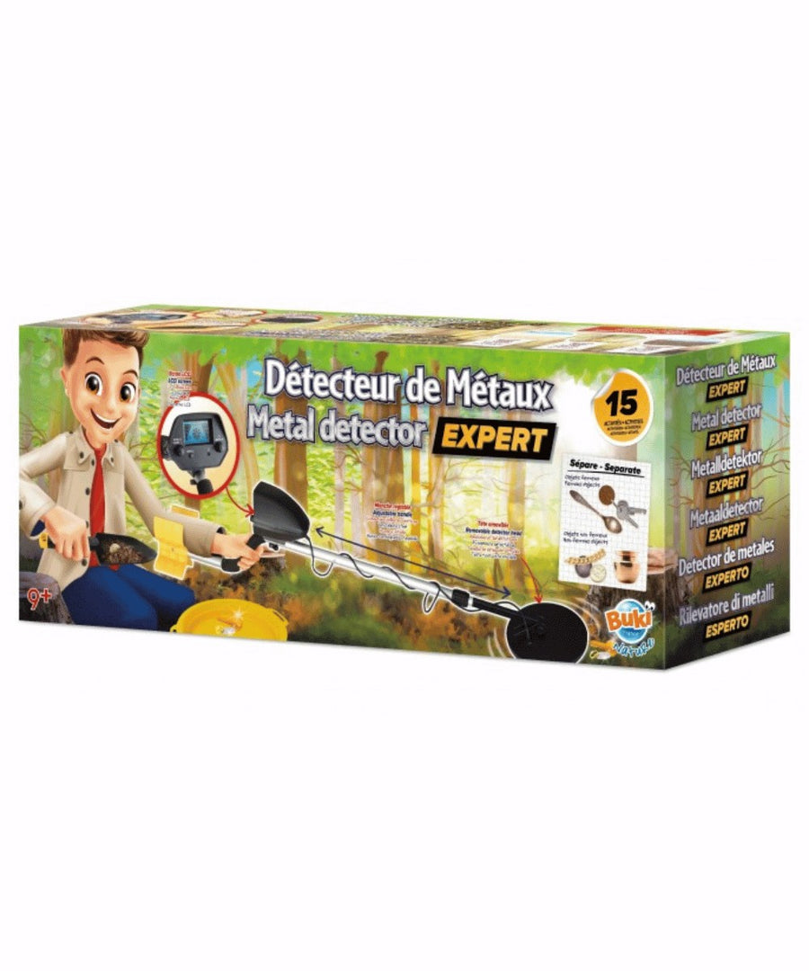 Detecteur de metaux expert buki france avec ecran lcd et canne ajustable pour enfant.