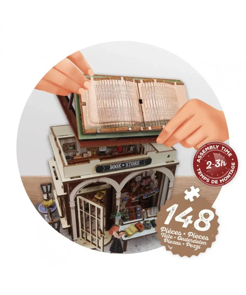 Photo du diorama Librairie et zoom sur ses différents détails