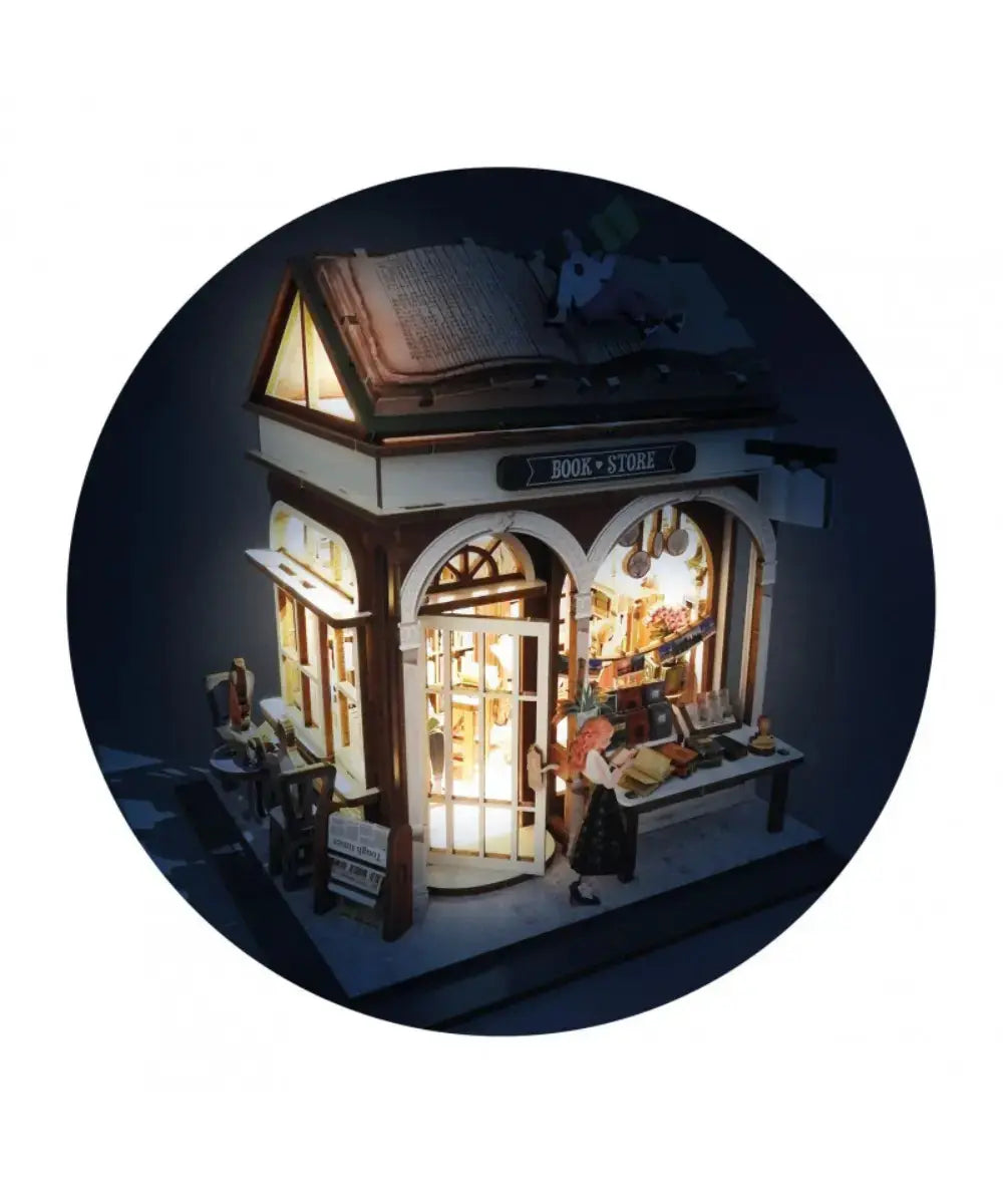 Photo du diorama Librairie de Buki allumé