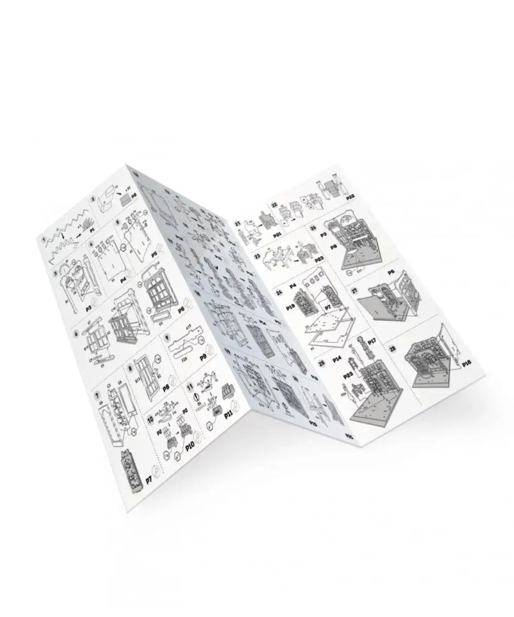 Photo de la notice de montage du Diorama Librairie de Buki