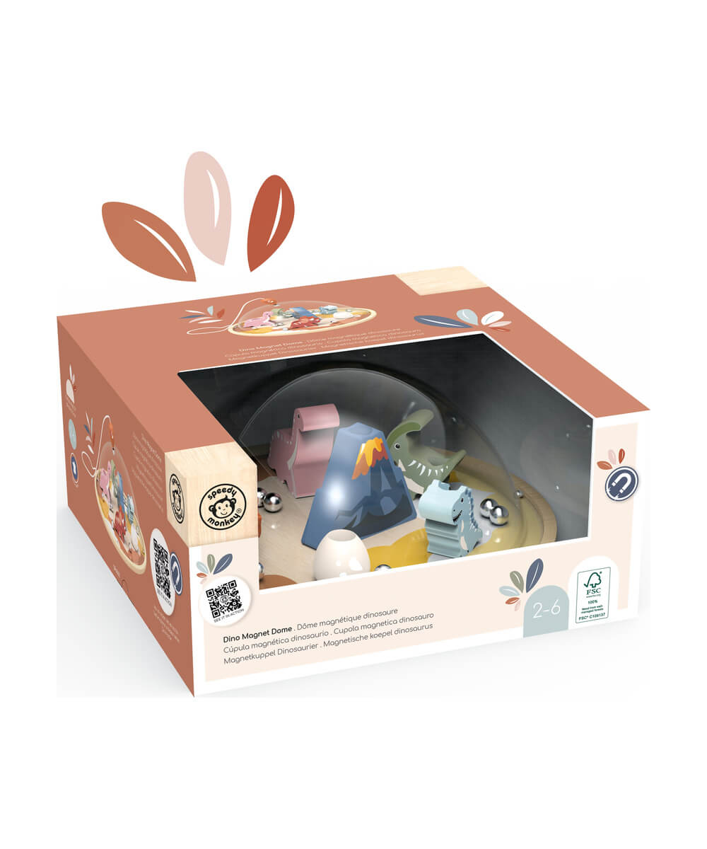 Dôme magnétique Dinosaures de Speedy Monkey, présenté sous un autre angle, sur fond blanc