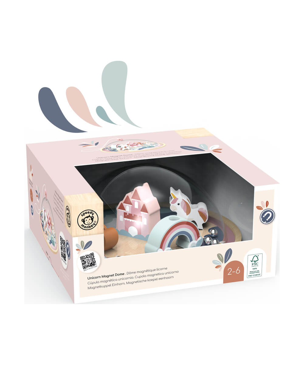 Dôme magnétique Licornes de Speedy Monkey, présenté sous un autre angle, sur fond blanc