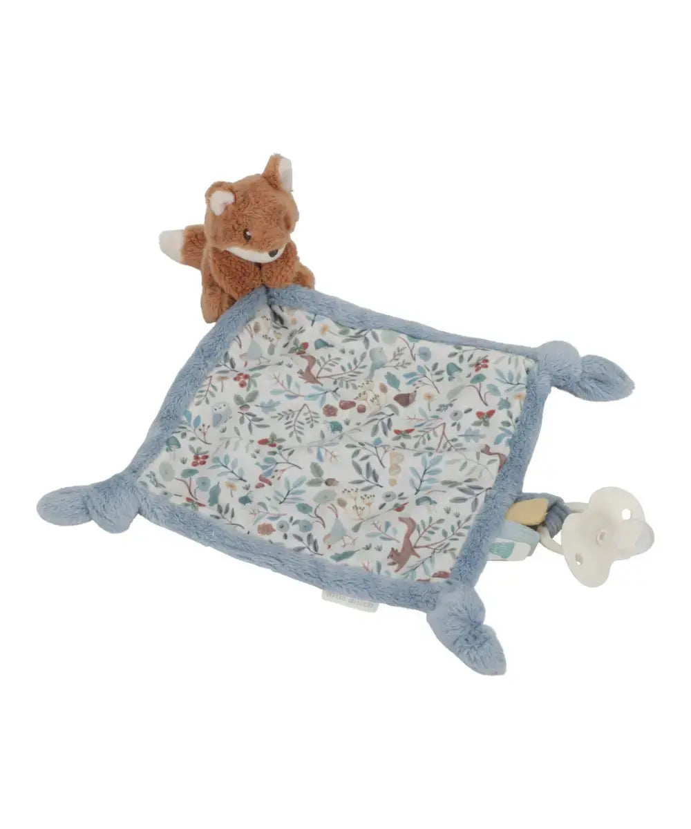 Doudou plat renard de la collection Forest Friends de la marque Little Dutch sur un fond blanc