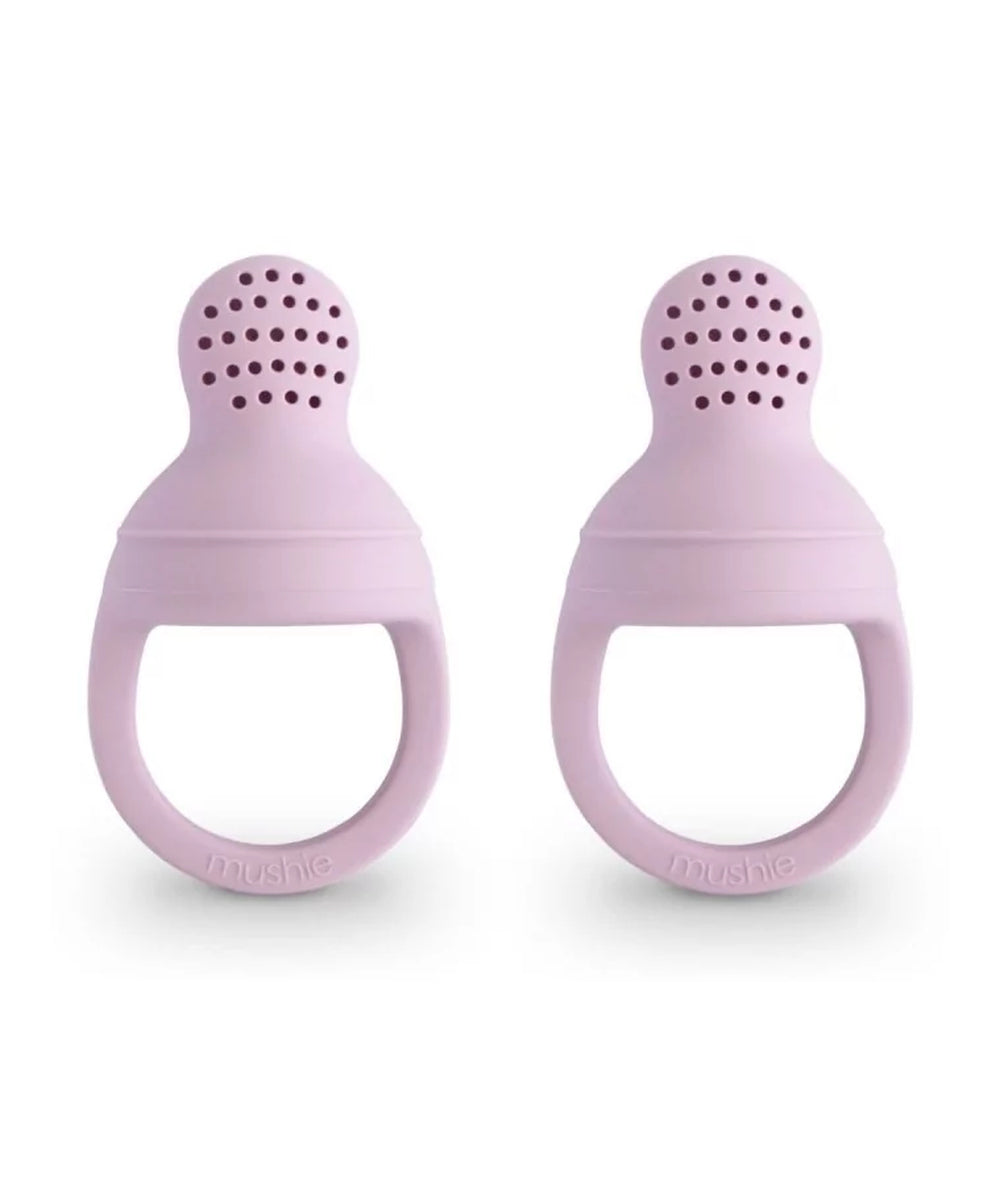 Duo de sucettes grignoteuses en silicone Soft Lilac Mushie