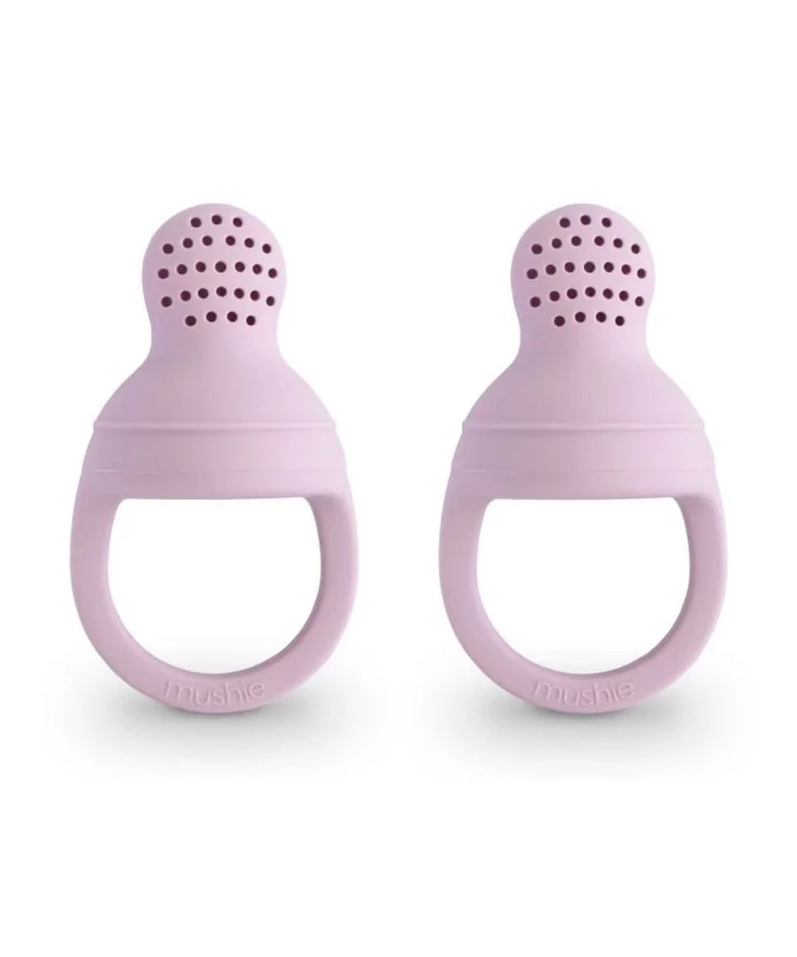 Duo de sucettes grignoteuses en silicone Soft Lilac Mushie