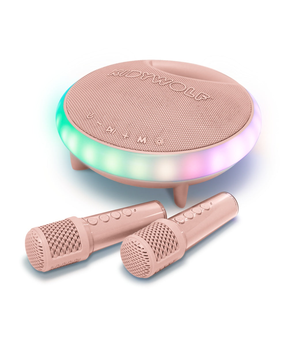 Enceinte karaoké Kidykaraoke rose avec deux micros Kidywolf