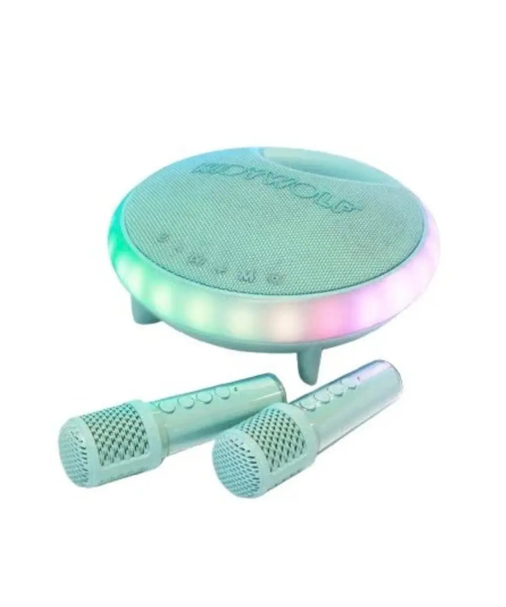 Enceinte karaoke portable kidywolf avec deux micros sans fil et lumiere led multicolore