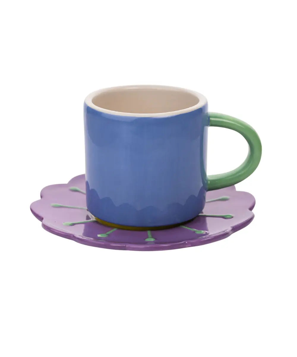 Coffret cadeau mug et soucoupe en ceramique doloimite colorée Raspberry Blossom.