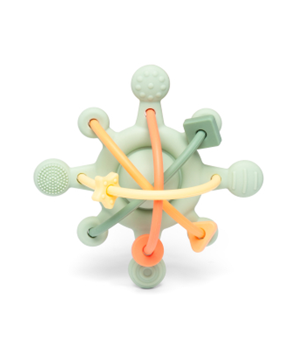 Jouet d eveil etoile sensorielle en silicone verte avec perles little l.