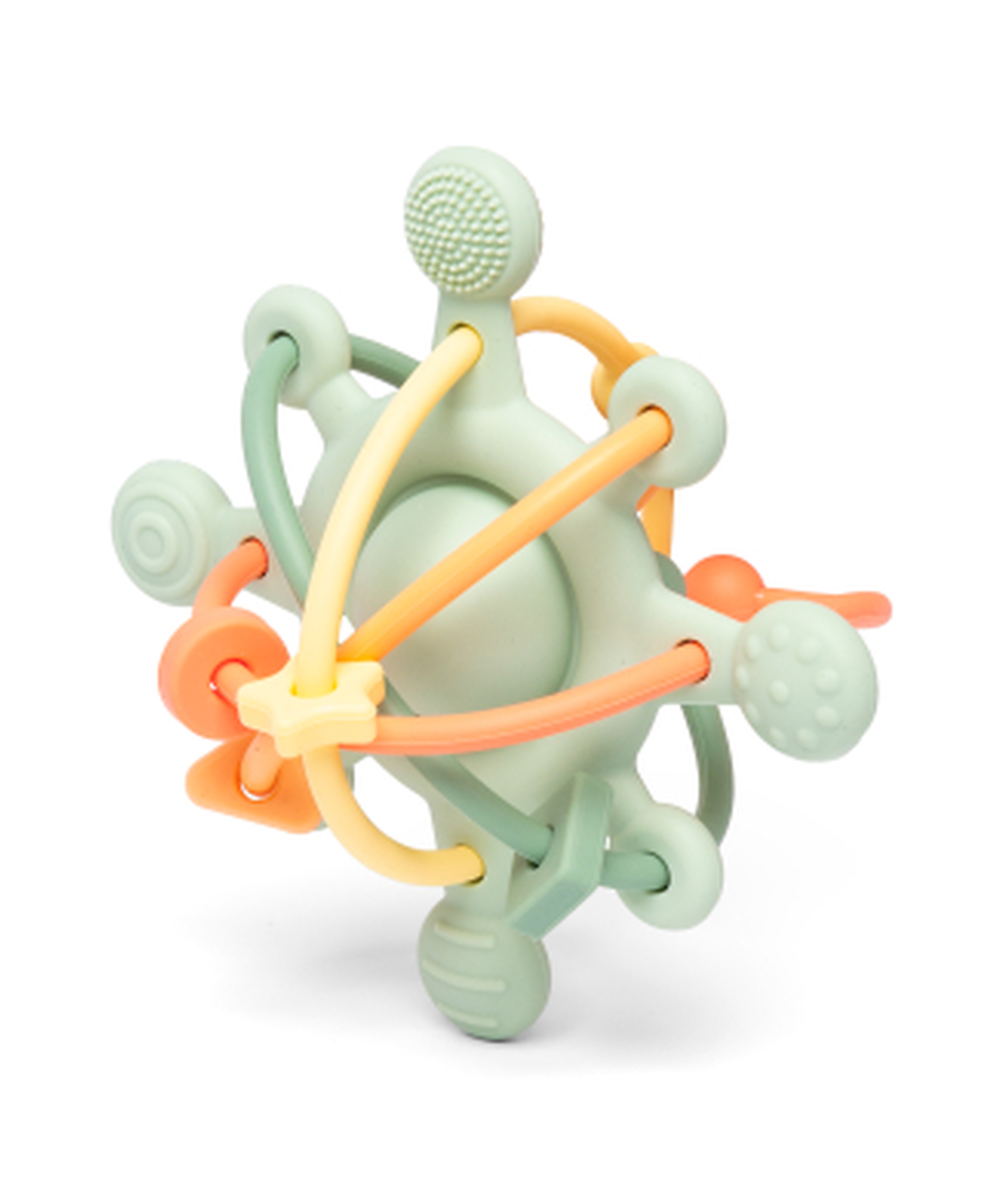 Jouet d eveil etoile sensorielle en silicone verte avec perles little l.