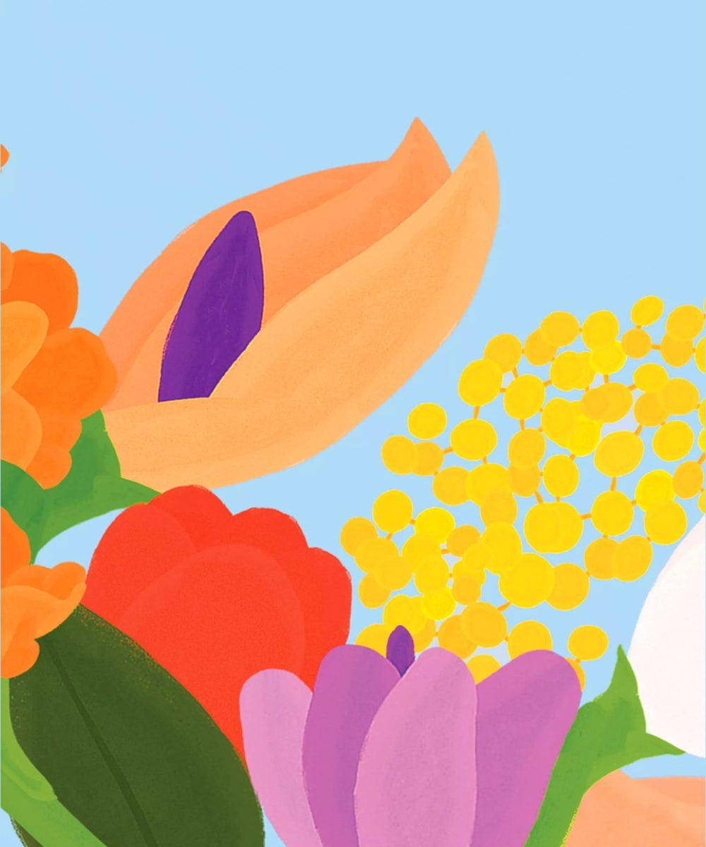 Gros plan sur l'llustration florale originale de fleurs de l'éventail Bloom de Cuikui