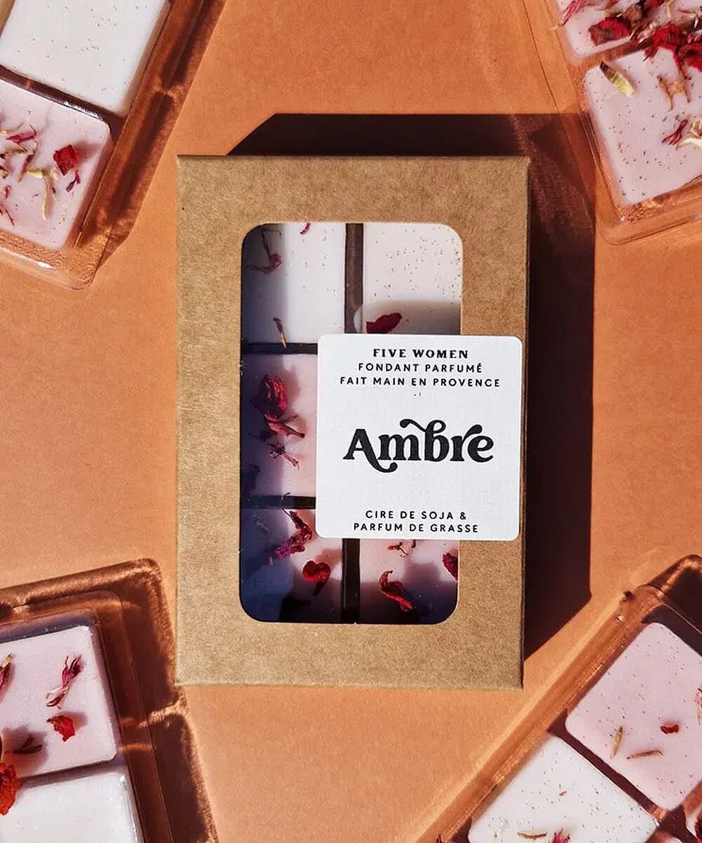Fondants parfumés Ambre de la marque Five Women, en mise en scène