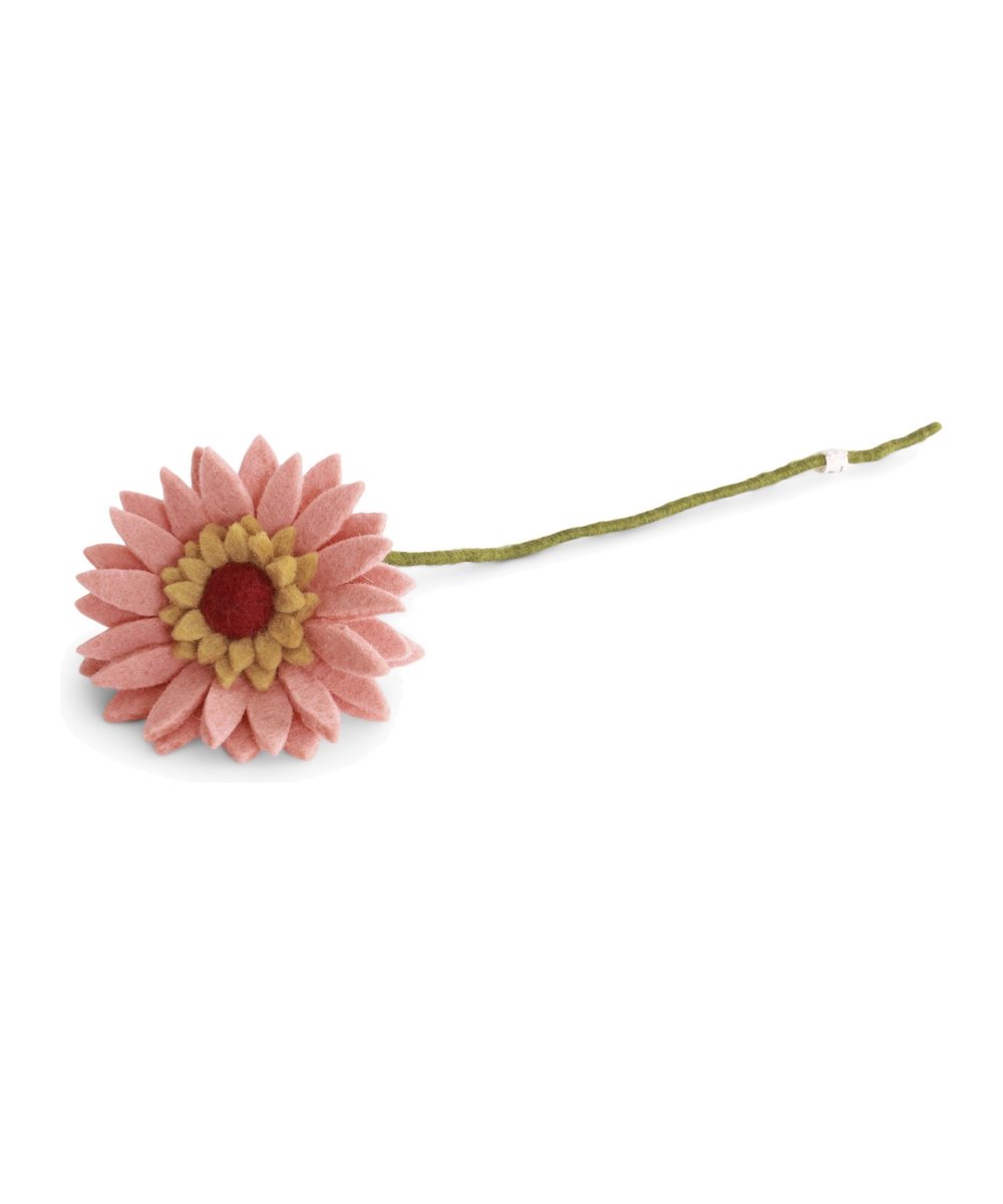 Fleur de gerbera pêche clair de la marque Gry & Sif, sur fond blanc