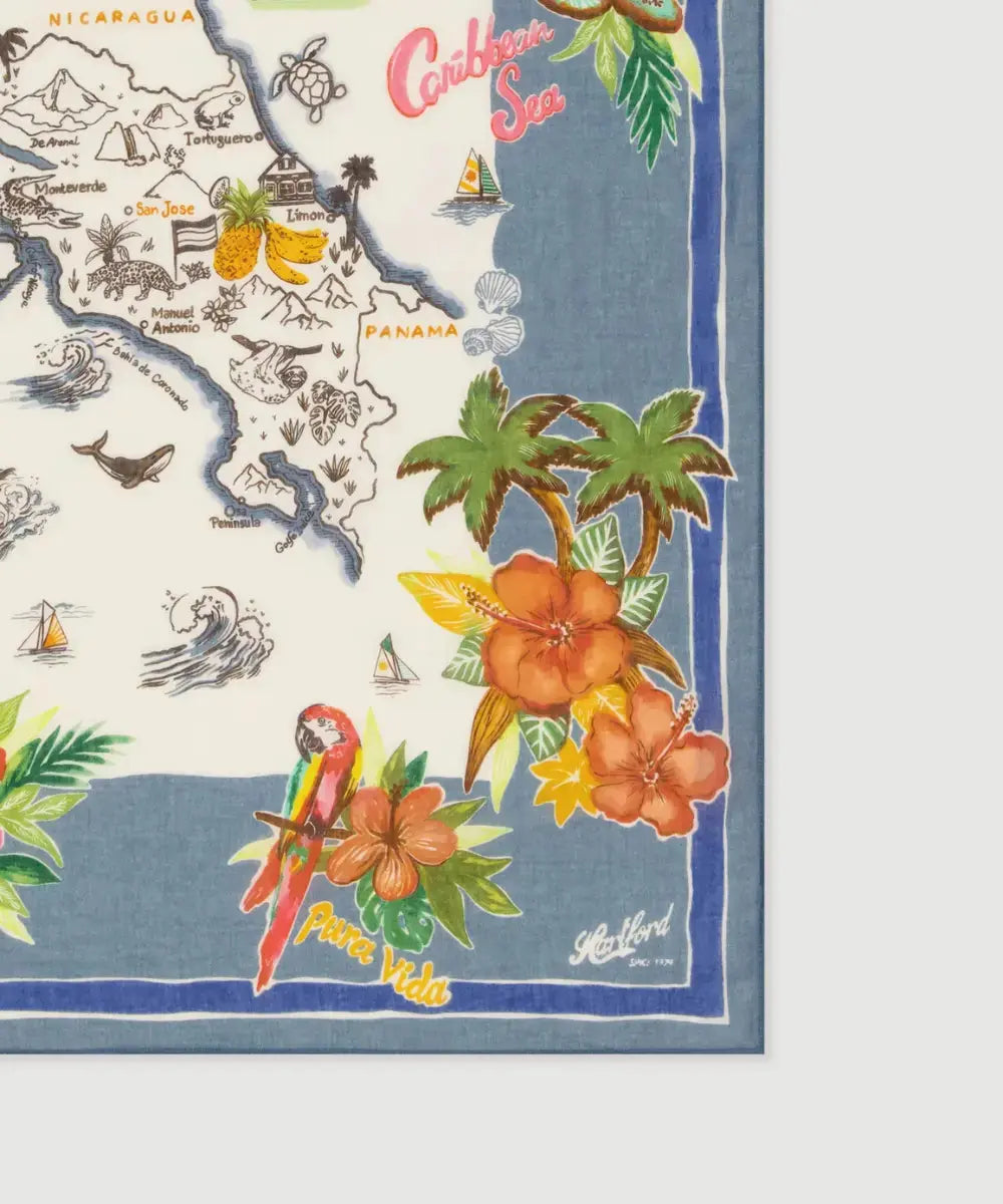 Détail de l'imprimé du Foulard bandana Costa Rica Bleu denim de Hartford