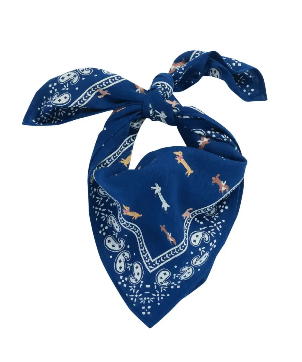 Petit foulard en coton Teckel Indigo de la marque Bonheur du Jour