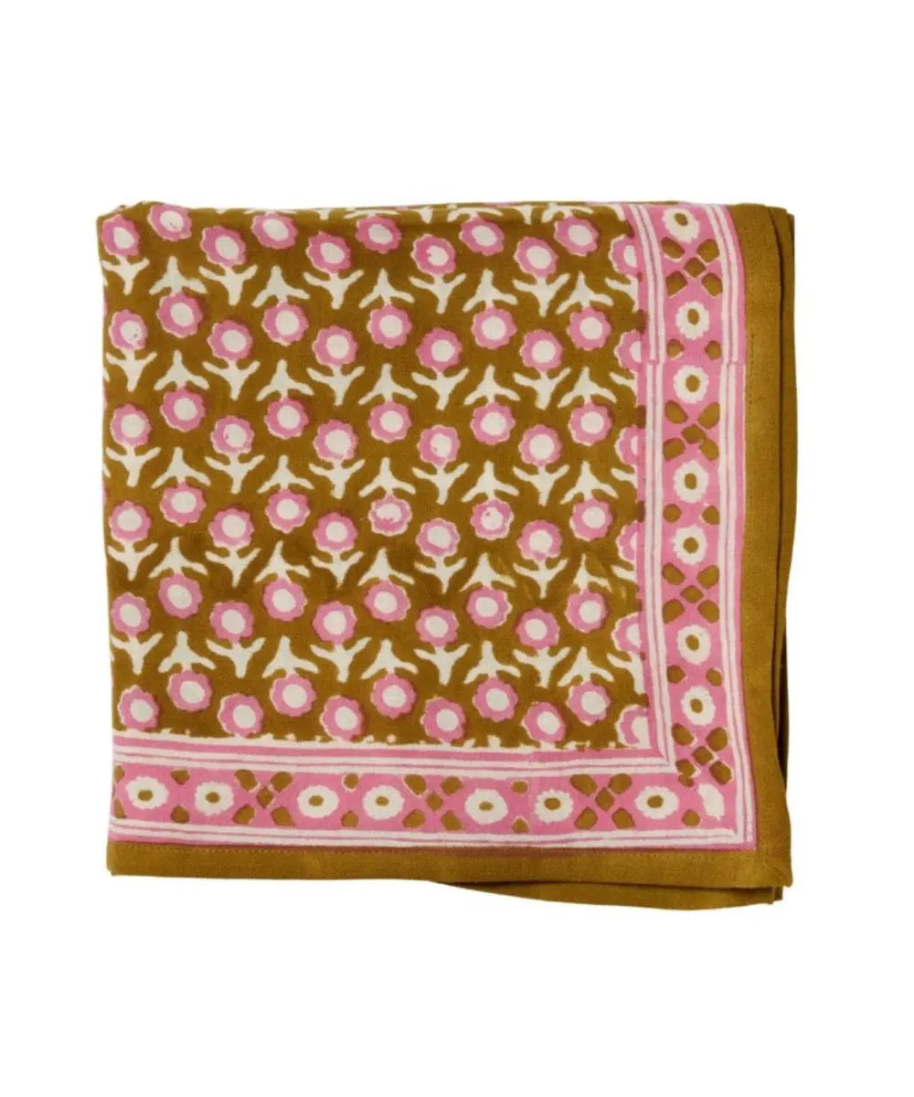 Foulard Isha Absynthe Bonheur du Jour en coton imprimé sur fond blanc