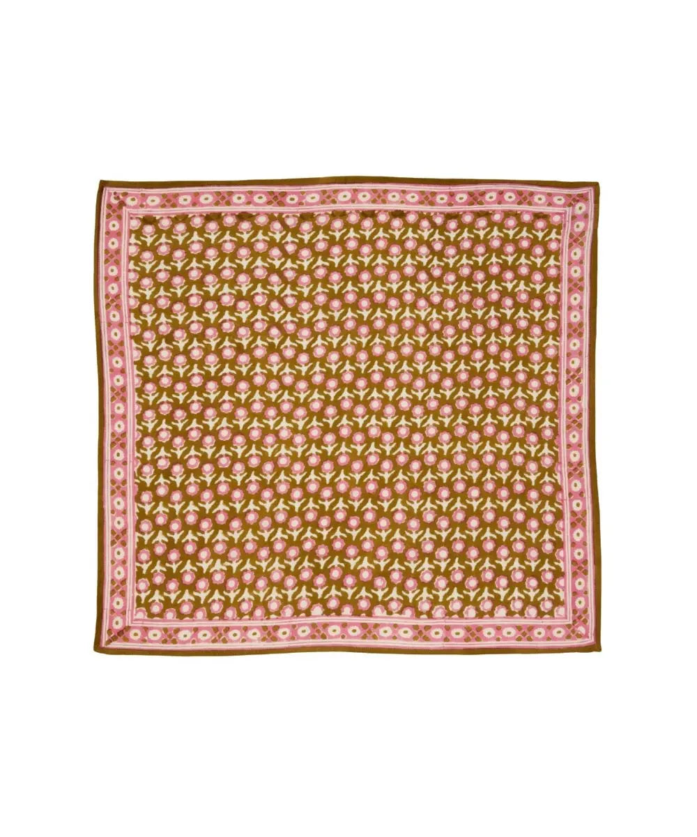 Détail du foulard Isha Absynthe Bonheur du Jour imprimé block print