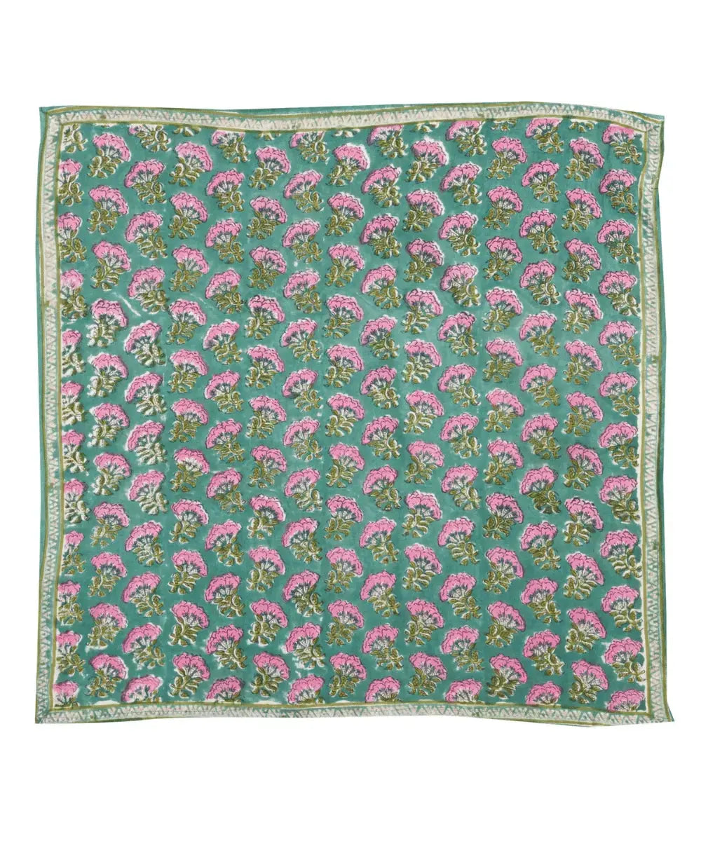 Détails de l'imprimé floral du foulard Namaste Vert de Bonheur du Jour