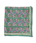 Grand foulard indien Namaste Vert imprimé artisanalement en Inde par la marque Bonheur du Jour