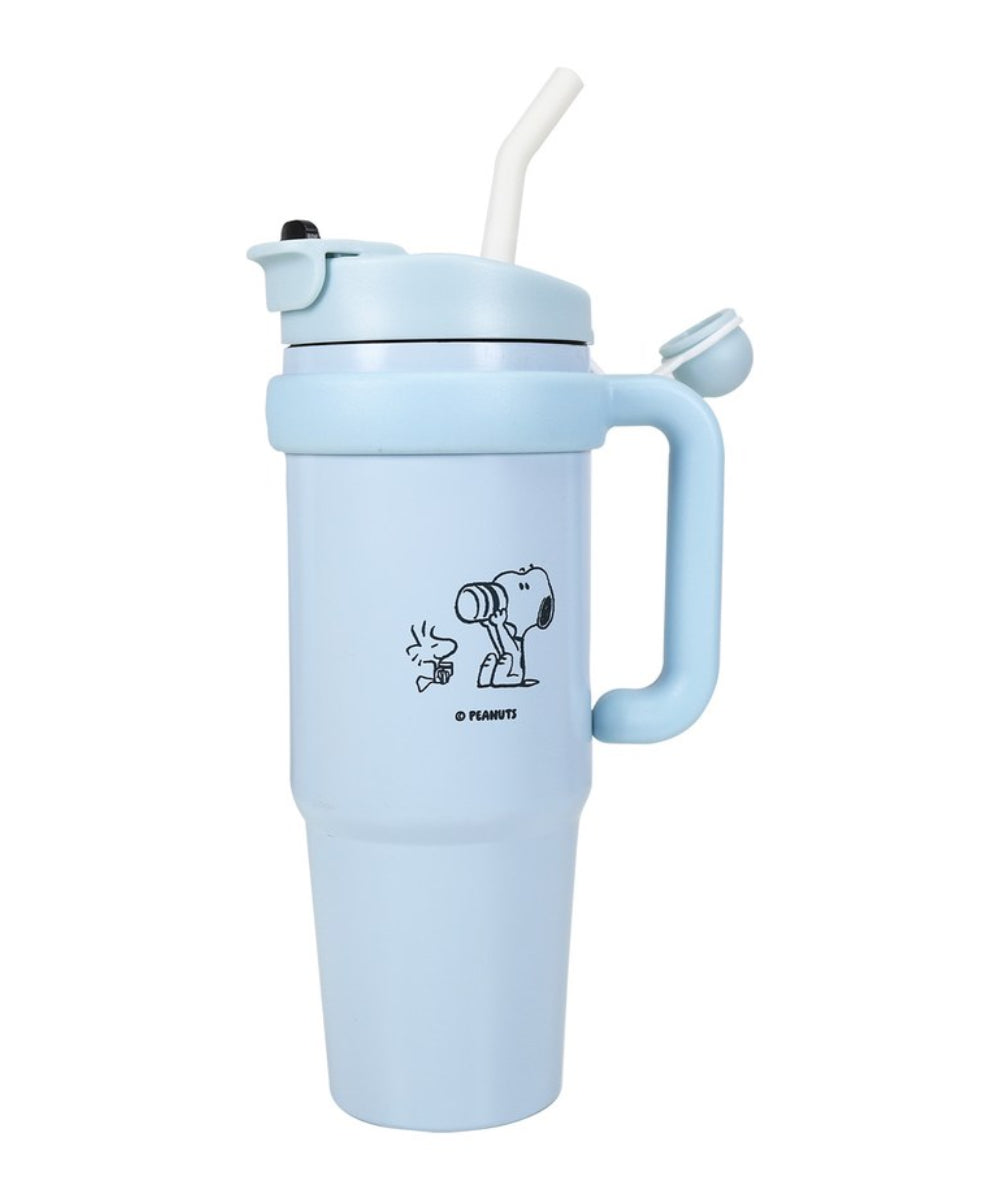 Tasse isotherme Snoopy Peanuts 887ml en acier inox avec paille et poignée. Conserve au frais, format nomade idéal sous licence officielle !