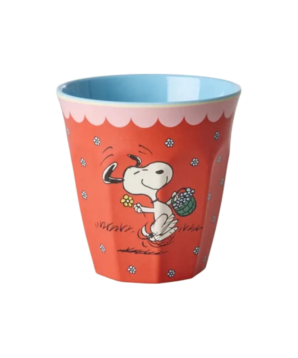 Gobelet en mélamine Snoopy Rouge Medium de Rice sur fond clair