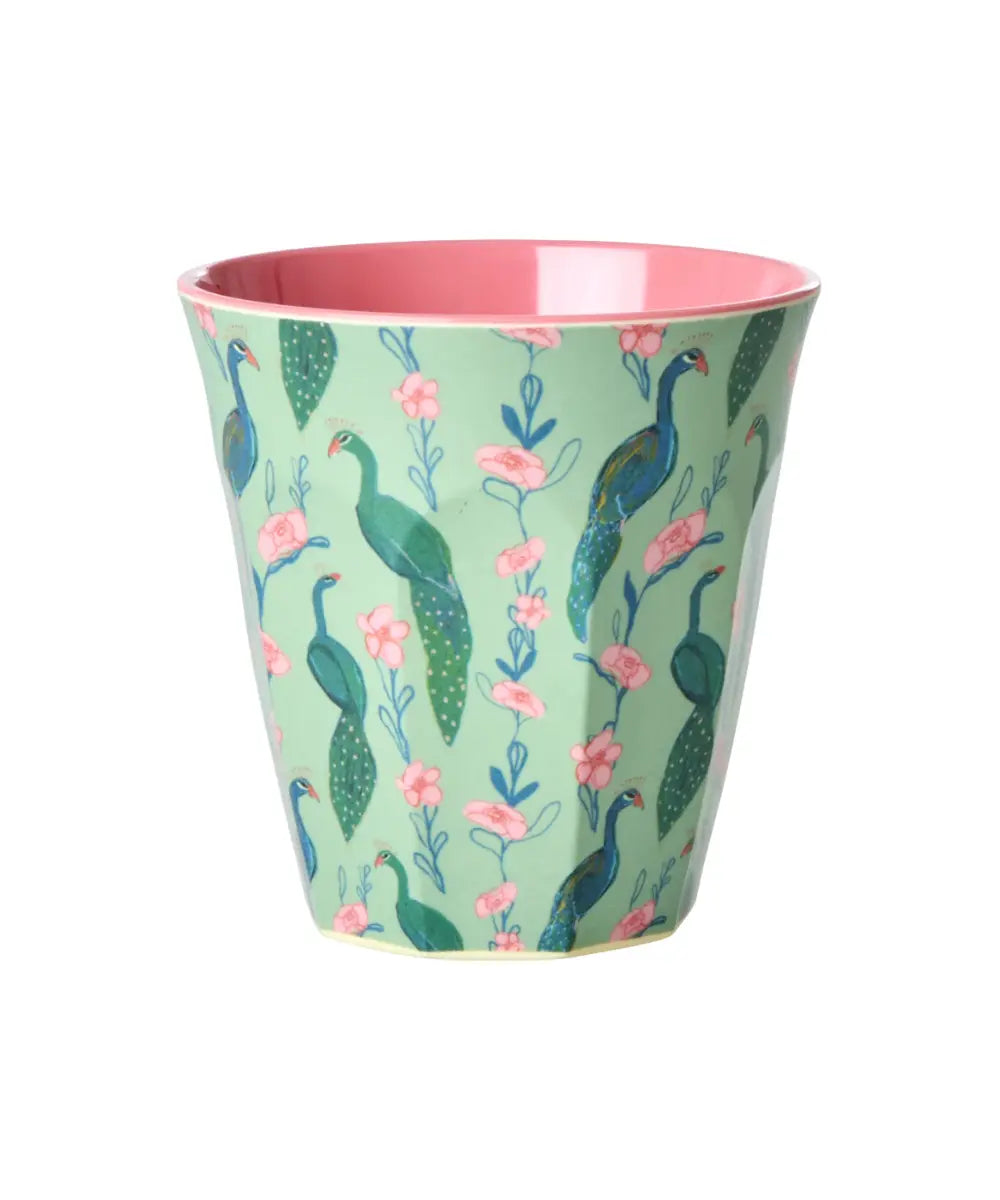 Gobelet en mélamine motif Paon de la marque danoise Rice