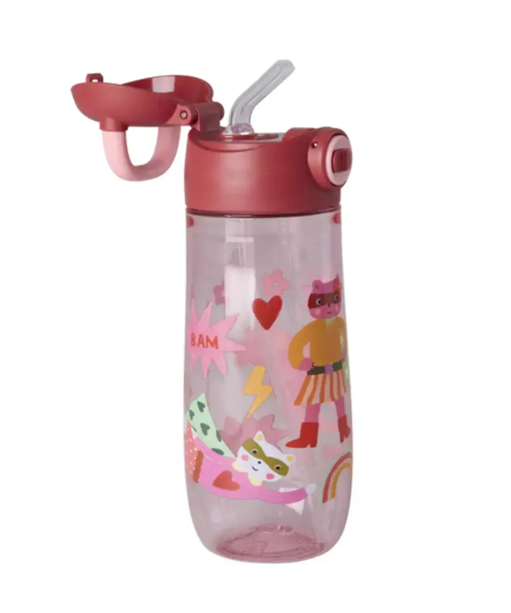 Zoom sur la paille de la gourde pour enfant Héros Rose de la marque Rice