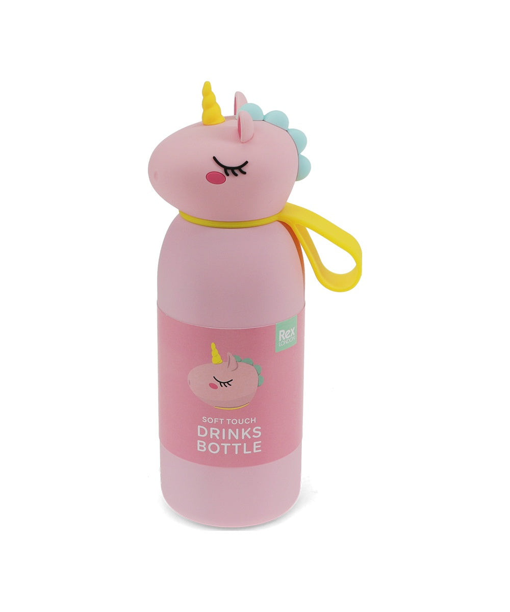 Gourde isotherme enfant Licorne rose Rex London sur fond blanc