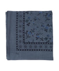 Grand Foulard Bleu Fleuri réalisé en laine par la marque Emile et Ida